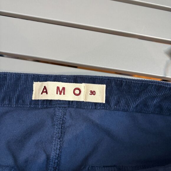 AMO Easy Army Trouser Pants Womens 30 Navy Corduroy Relaxed Rise High Waisted - Picture 5 of 8